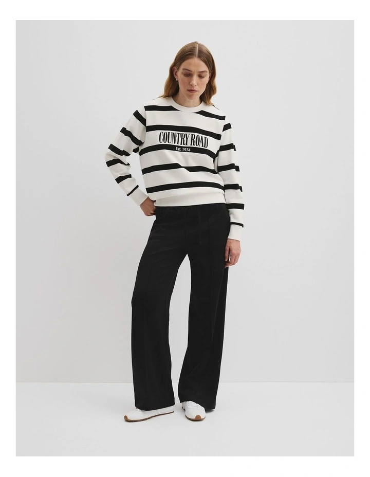 Verified Australian Cotton Stripe Heritage Sweat in Black Stripe image 3