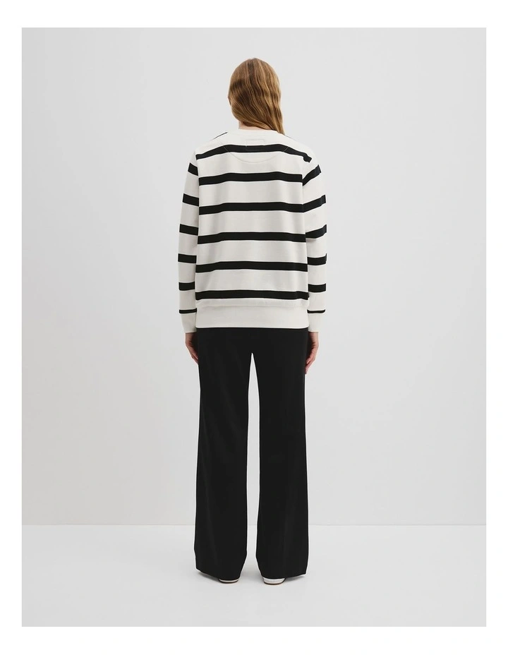 Verified Australian Cotton Stripe Heritage Sweat in Black Stripe image 4
