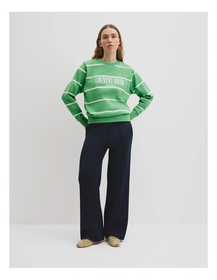 Verified Australian Cotton Stripe Heritage Sweat in Jade Green Stripe image 3