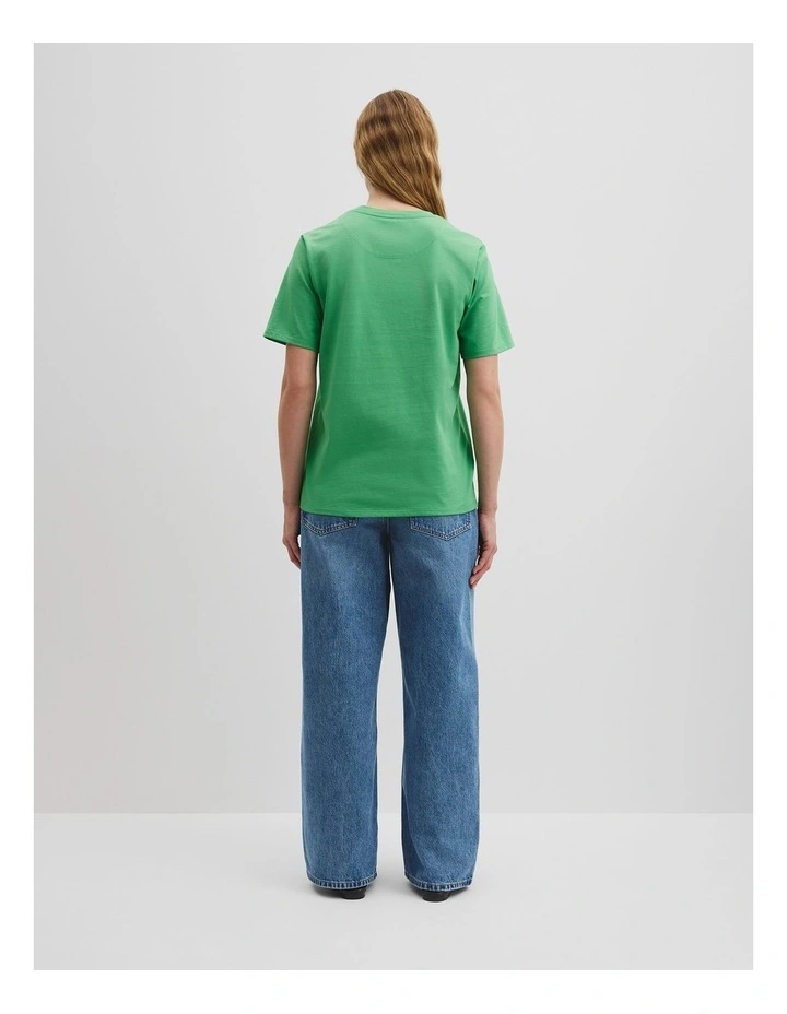 Verified Australian Cotton Heritage Embroidered T-shirt in Jade Green image 4