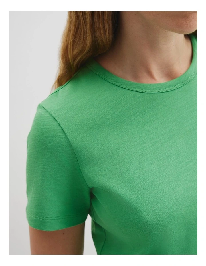 Australian Good Earth Cotton Slub Short Sleeve T-shirt in Jade Green image 2