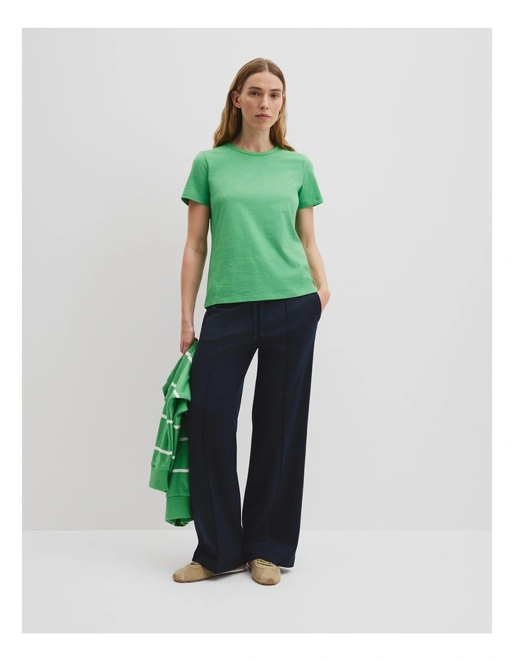 Australian Good Earth Cotton Slub Short Sleeve T-shirt in Jade Green image 3
