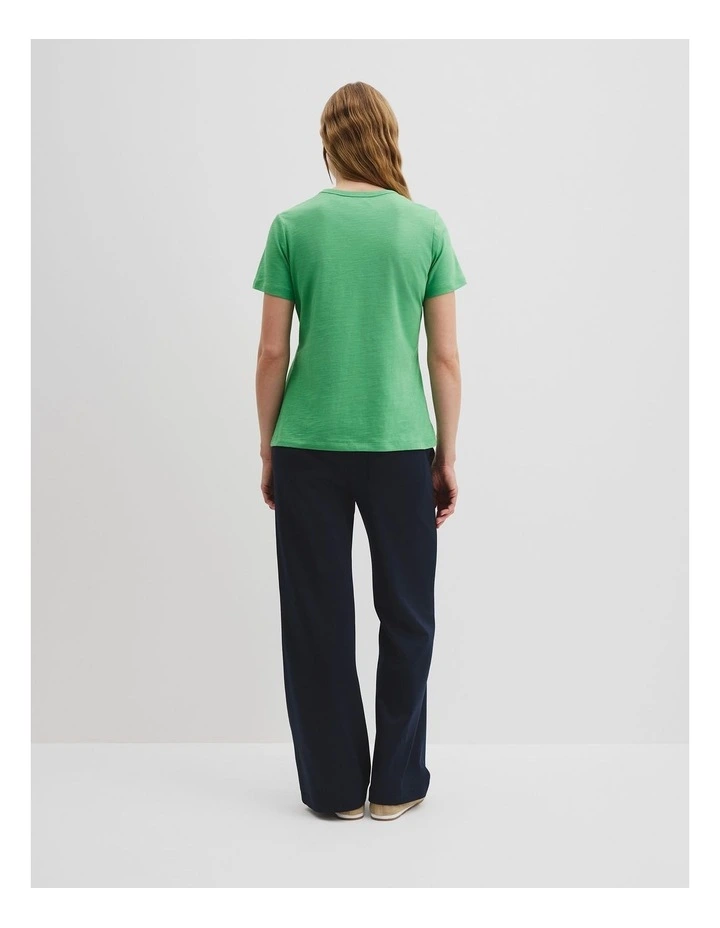 Australian Good Earth Cotton Slub Short Sleeve T-shirt in Jade Green image 4
