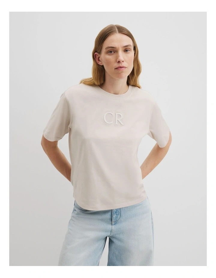Australian Cotton Logo T-shirt in Crema image 2