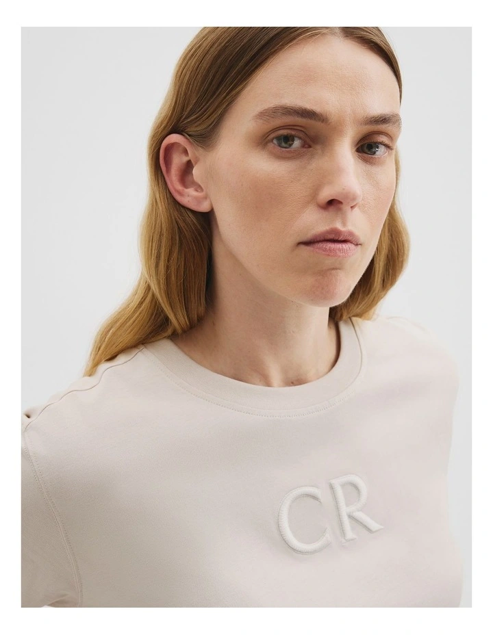 Australian Cotton Logo T-shirt in Crema image 3