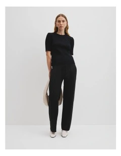 Short Sleeve Rib T-shirt in Black