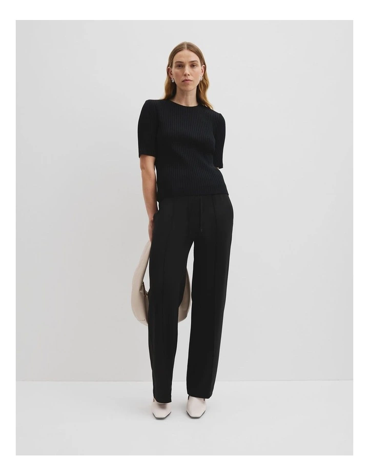 Short Sleeve Rib T-shirt in Black image 1