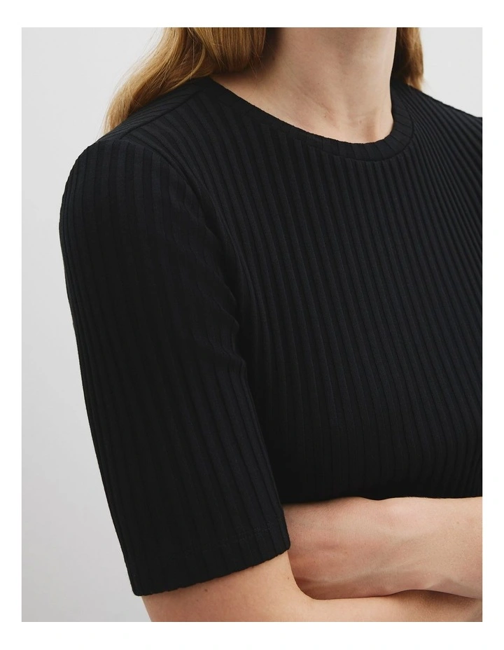 Short Sleeve Rib T-shirt in Black image 2