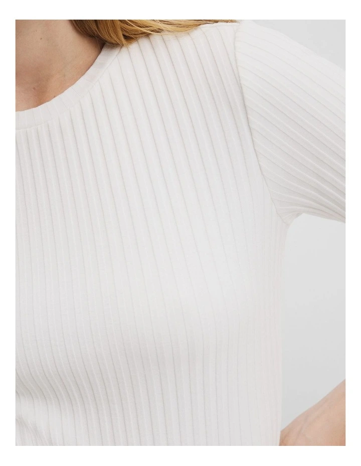 Short Sleeve Rib T-shirt in White image 2