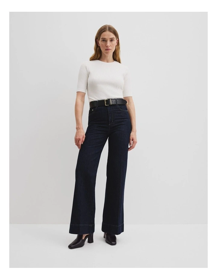 Short Sleeve Rib T-shirt in White image 3