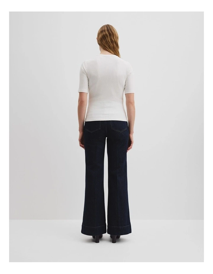 Short Sleeve Rib T-shirt in White image 4