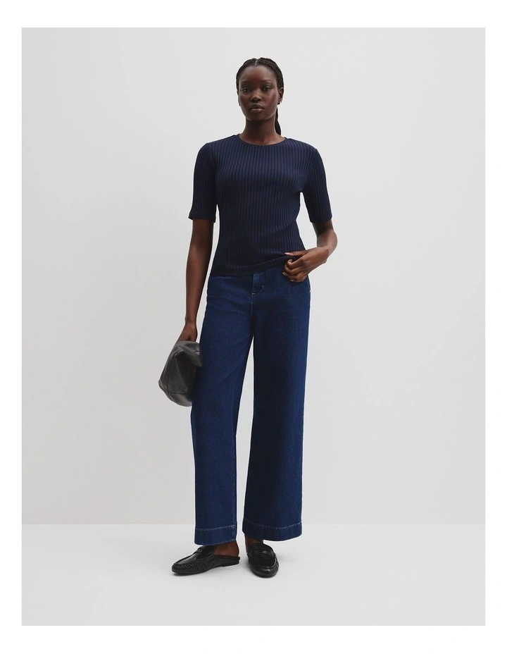 Short Sleeve Rib T-shirt in Navy image 2