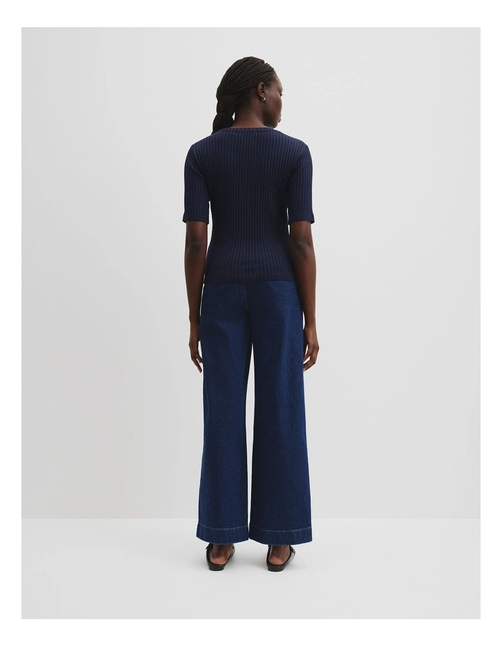 Short Sleeve Rib T-shirt in Navy image 4
