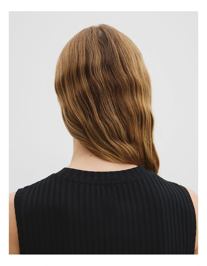 High Neck Rib Tank in Black image 2