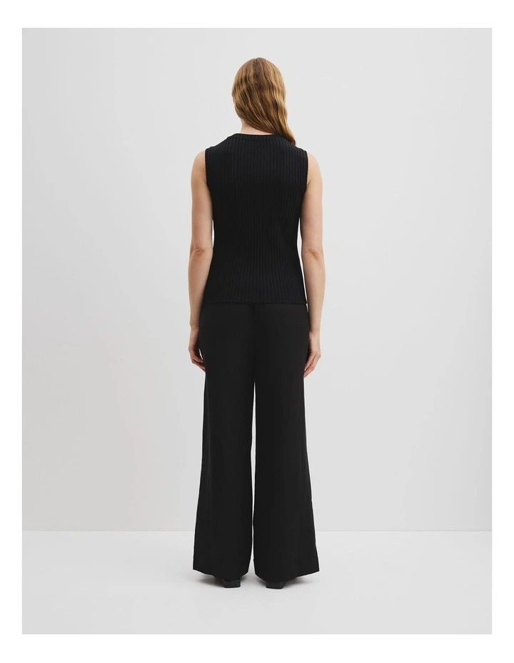 High Neck Rib Tank in Black image 4