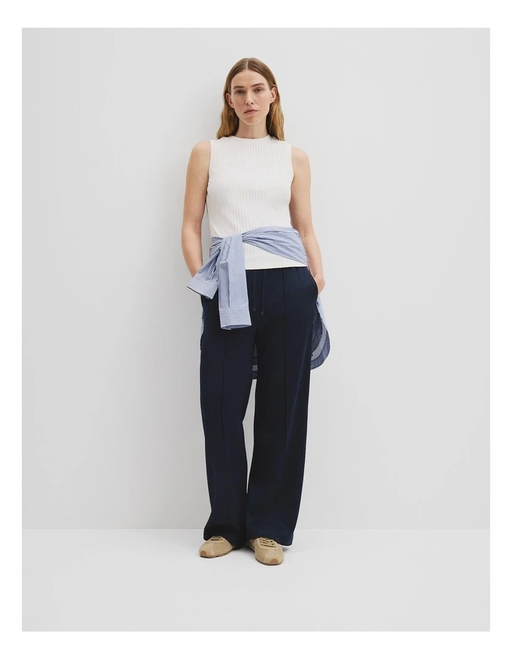 High Neck Rib Tank in White image 3