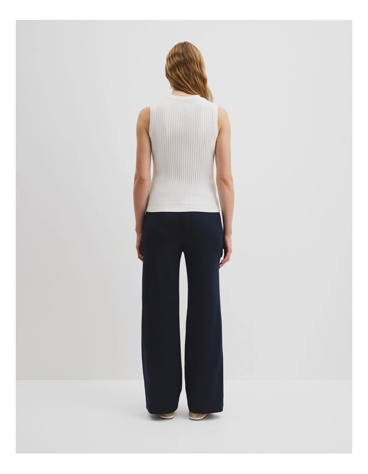 High Neck Rib Tank in White image 4