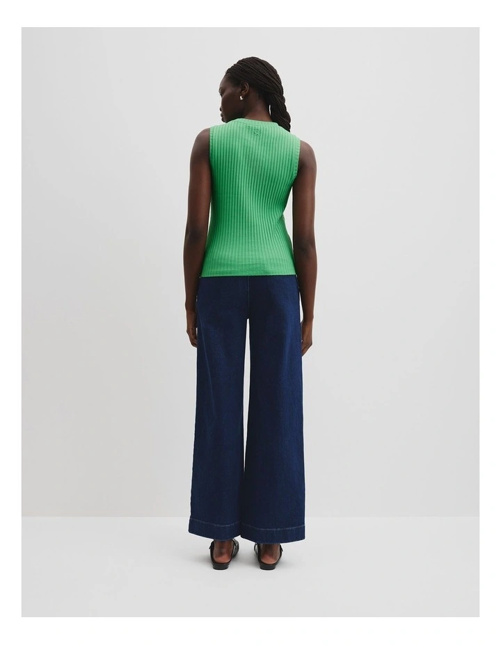 High Neck Rib Tank in Jade Green image 4