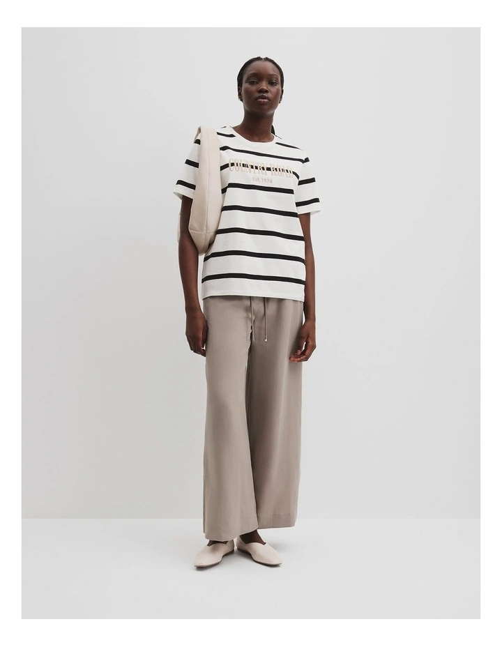 Stripe Heritage Embroidered T-shirt in White image 2