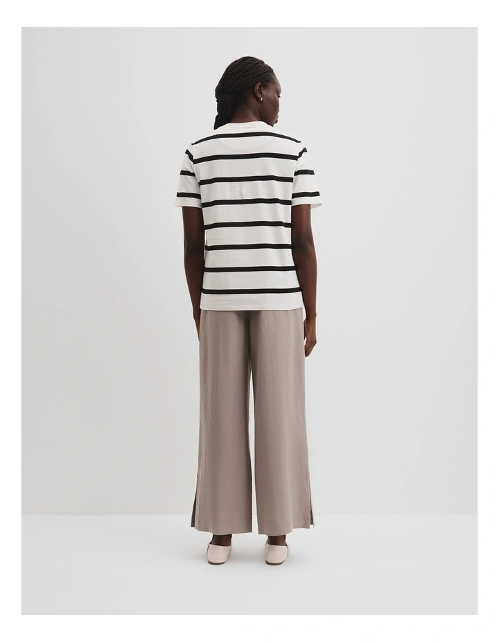 Stripe Heritage Embroidered T-shirt in White image 4