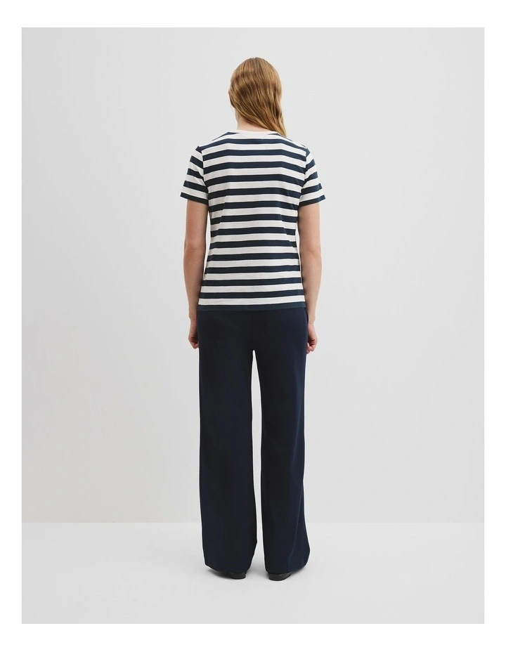 Slub Stripe Short Sleeve T-shirt in White image 4