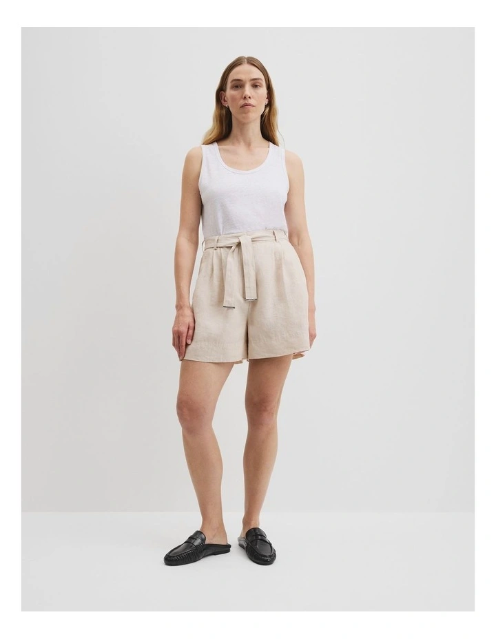 Organically Grown Linen Scoop Neck Tank in White image 3