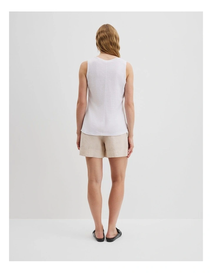 Organically Grown Linen Scoop Neck Tank in White image 4