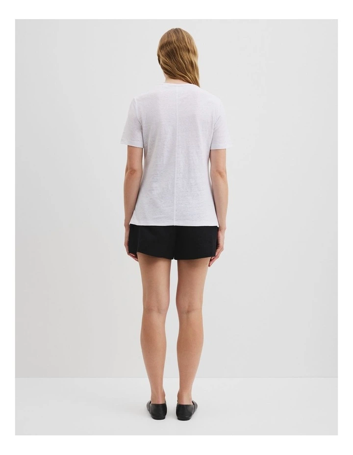 Organically Grown Linen Scoop Neck T-shirt in White image 4