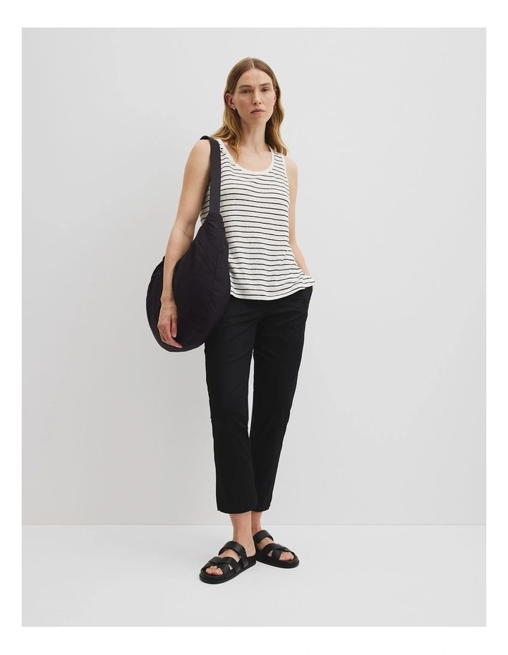 Stripe Scoop Neck T-shirt in White image 3