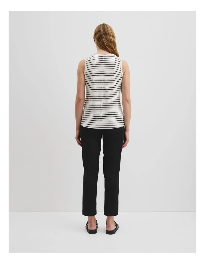 Stripe Scoop Neck T-shirt in White image 4