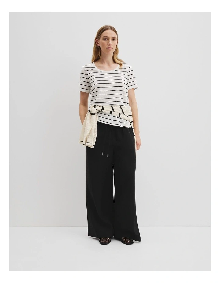 Organically Grown Linen Stripe Scoop Neck Tank in White image 3
