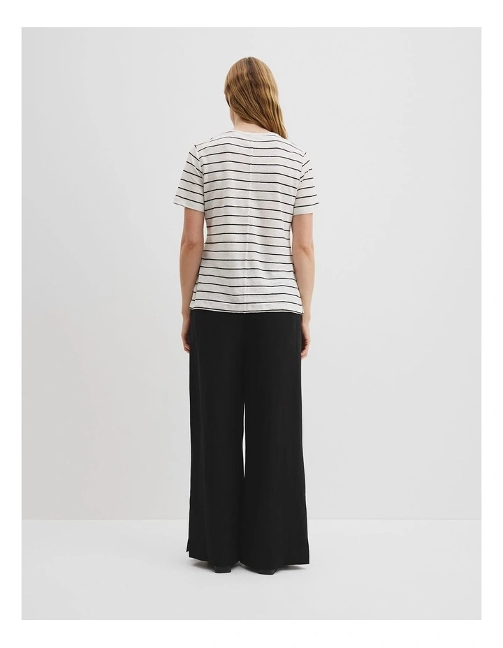 Organically Grown Linen Stripe Scoop Neck Tank in White image 4