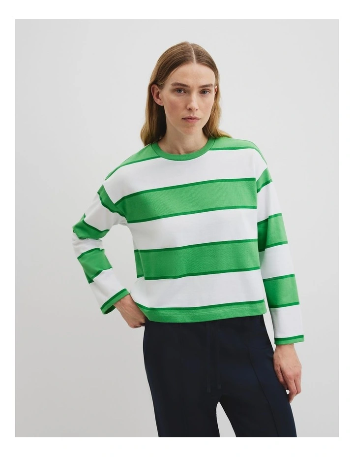 Stripe Crew Long Sleeve T-shirt in Multi image 1
