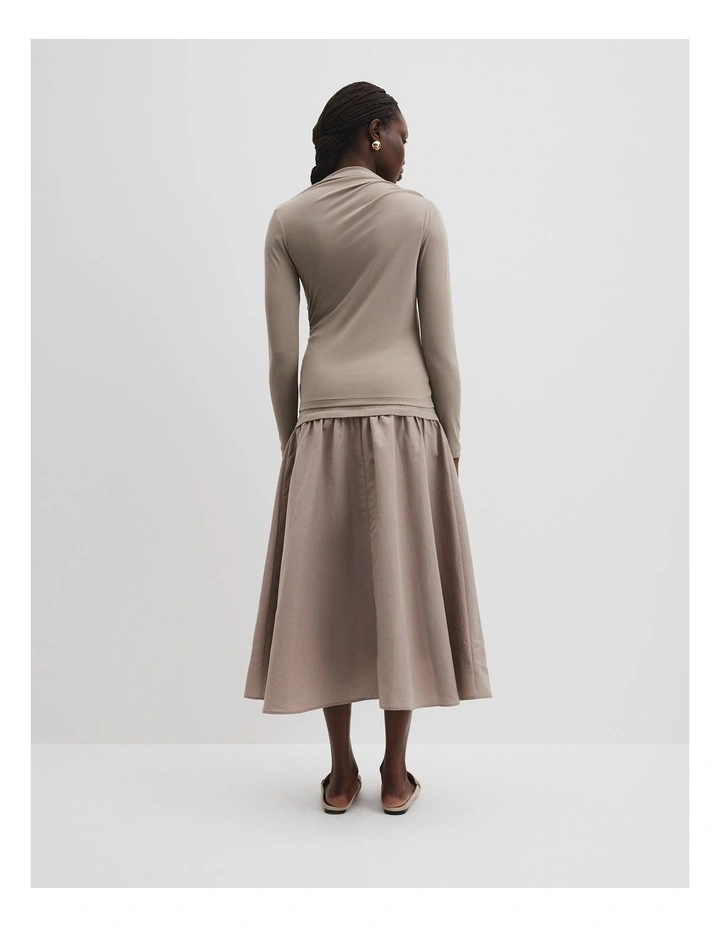 Recycled Polyester Sheer Drape Top in Taupe image 4