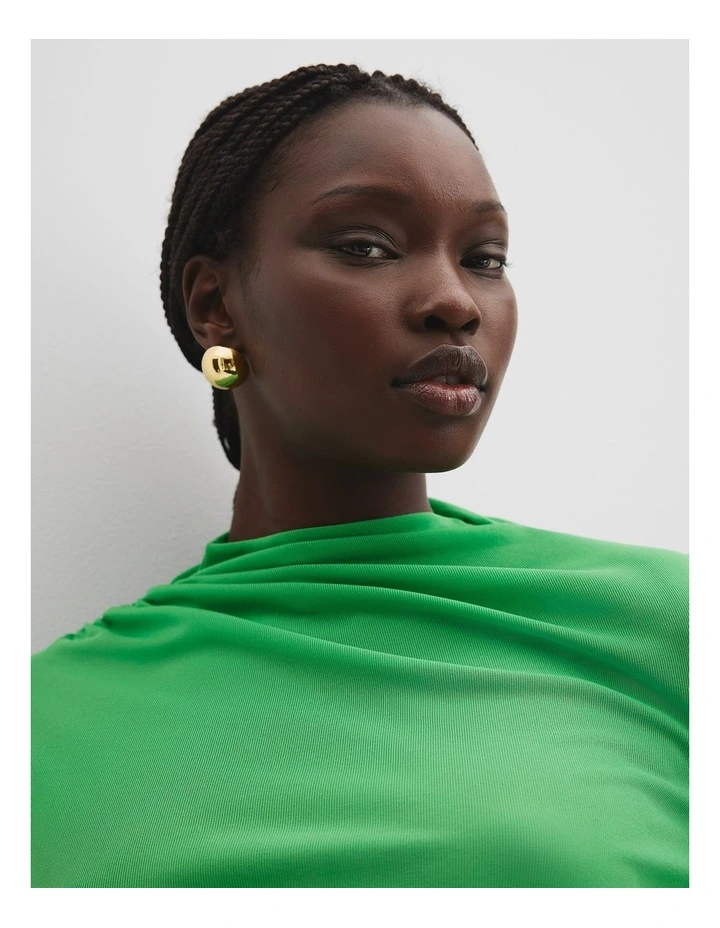 Recycled Polyester Sheer Drape Top in Jade Green image 2