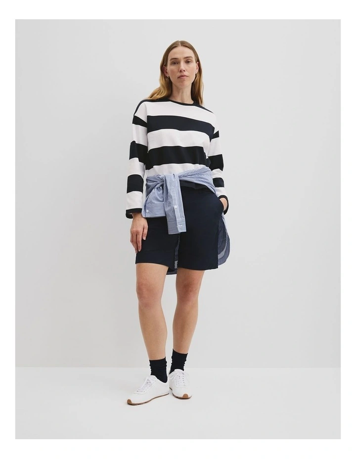 Striped Crew Long Sleeve T-shirt in Multi image 3