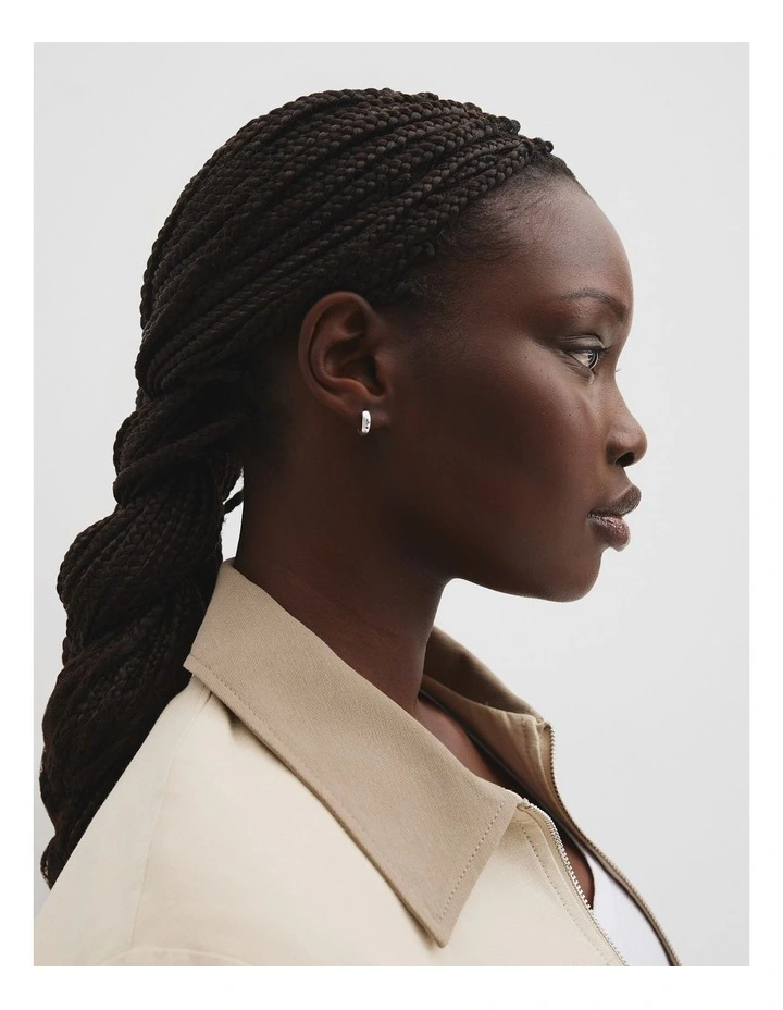 Small Slim Hoop Earring in Silver image 2