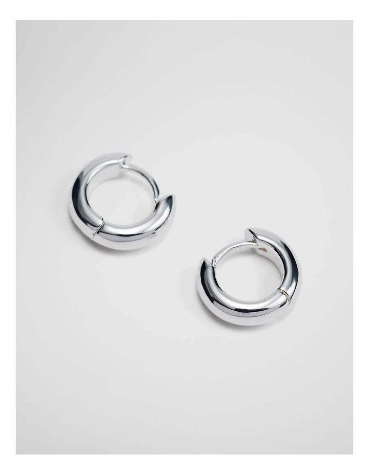 Small Slim Hoop Earring in Silver image 3