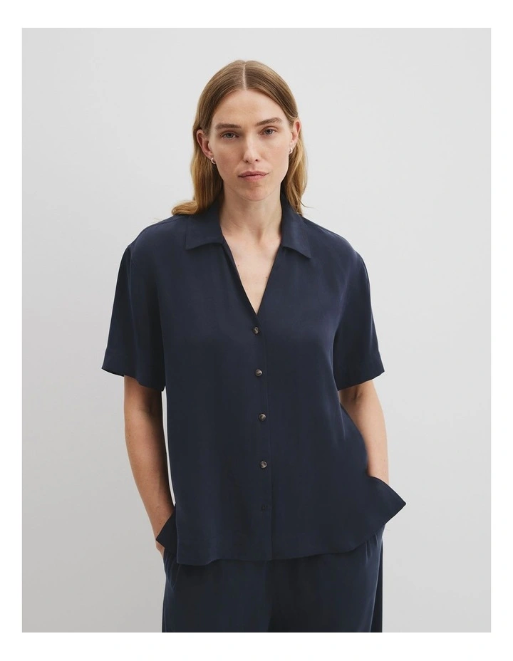 Short Sleeve Cupro Shirt in Twilight image 1