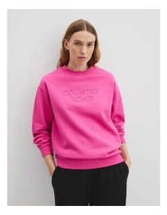 Australian Good Earth Cotton Monogram Sweat in Raspberry
