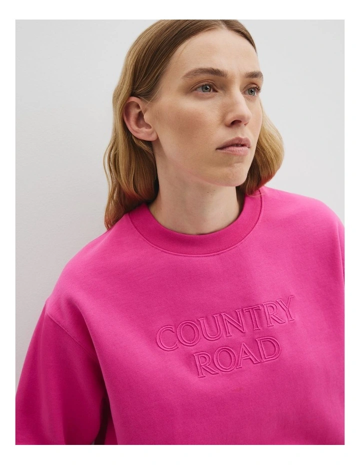 Australian Good Earth Cotton Monogram Sweat in Raspberry image 2
