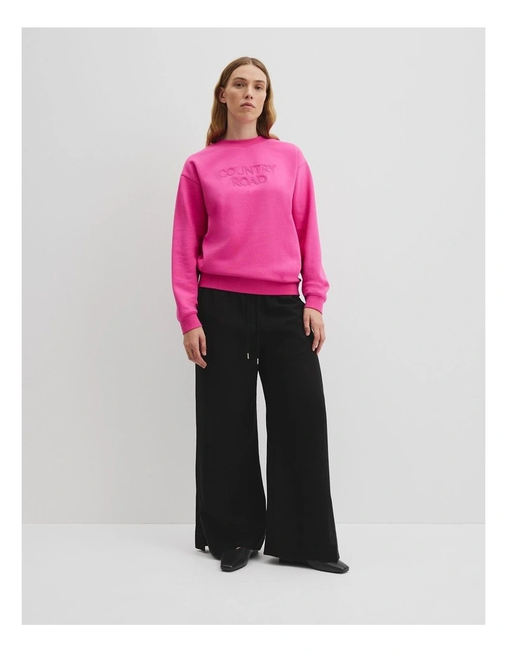 Australian Good Earth Cotton Monogram Sweat in Raspberry image 3