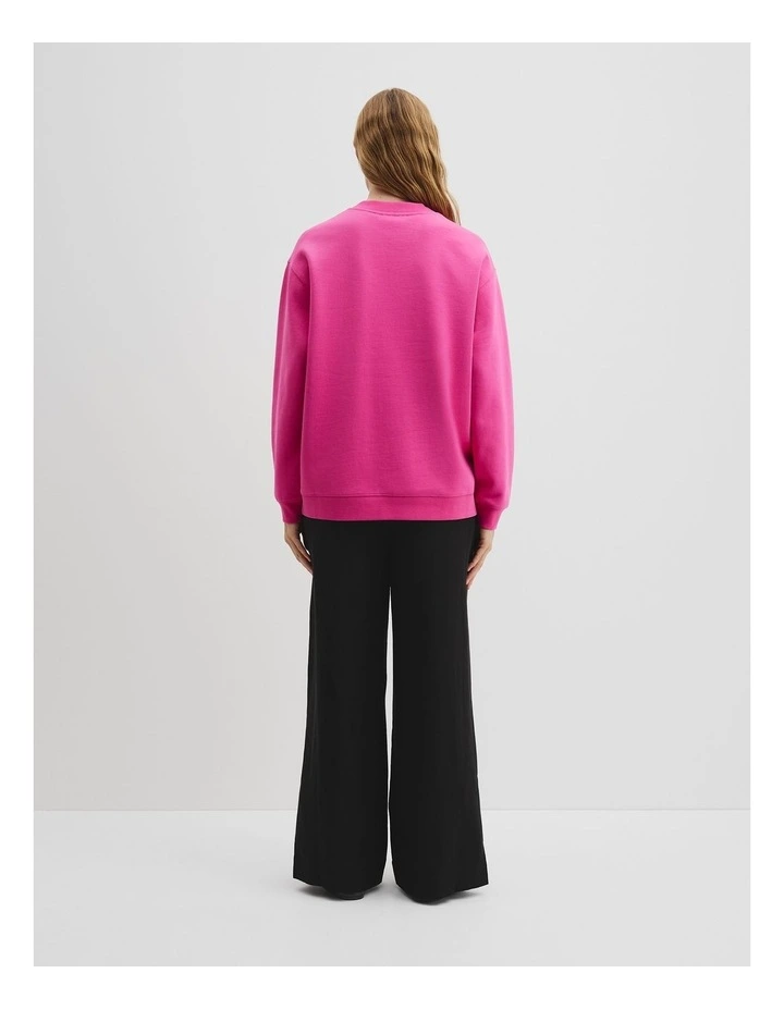 Australian Good Earth Cotton Monogram Sweat in Raspberry image 4