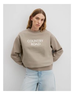 Australian Good Earth Cotton Monogram Sweat in Taupe