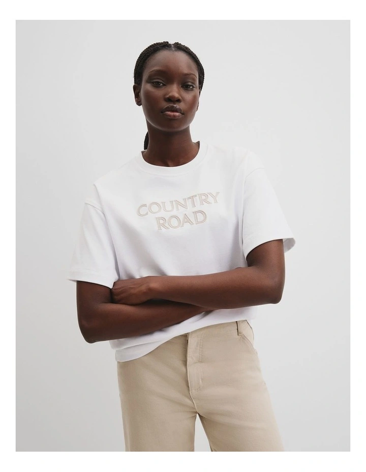 Australian Cotton Monogram T-shirt in White image 1