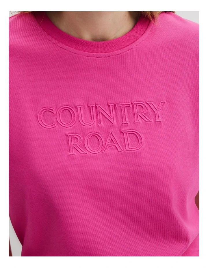 Australian Cotton Monogram T-shirt in Raspberry image 2