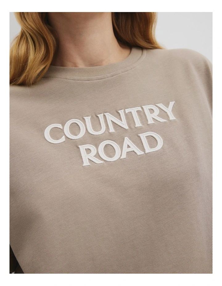 Australian Cotton Monogram T-shirt in Taupe image 2
