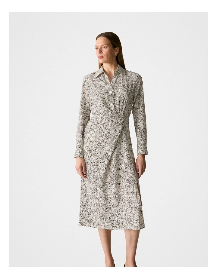 Trenery Silk Speckle Print Shirt Dress in Black MYER