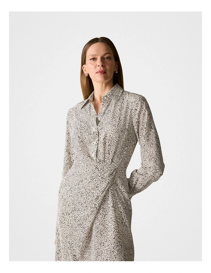 Trenery Silk Speckle Print Shirt Dress in Black MYER