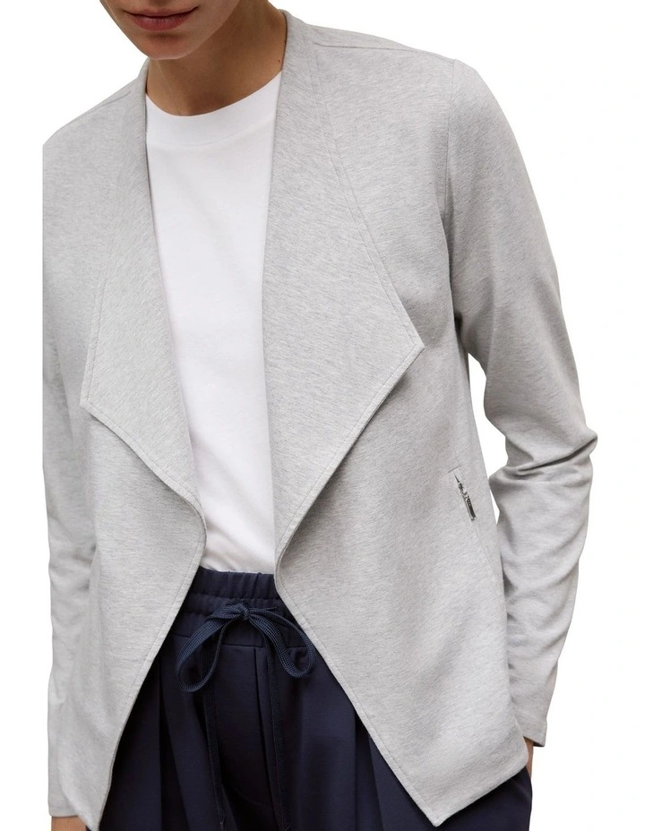 Bamboo Viscose Marle Jacket in Light Grey Marle image 3